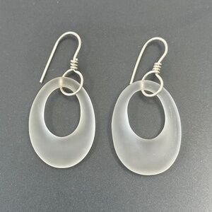 Sterling silver frosted rock crystal earrings